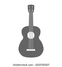 
Vector illustration of acoustic guitar isolated on a white background. Black and white. Acoustic guitar, musical instrument in flat style.