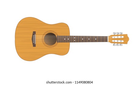 Vector illustration. Acoustic guitar isolated on white background.