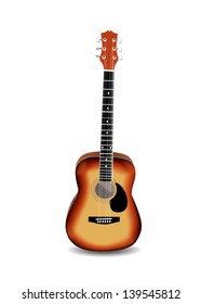 Vector illustration of acoustic guitar isolated on a white background