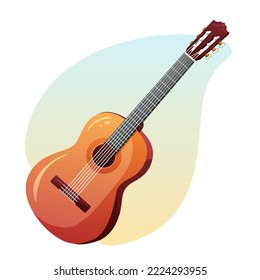 Vector illustration of an acoustic guitar. Musical instrument. Isolated object in cartoon style.