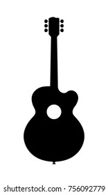 Vector Illustration Of An Acoustic Guitar Silhouette. 