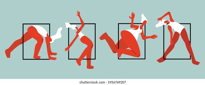 Vector illustration with acrobat women. Cartoon character