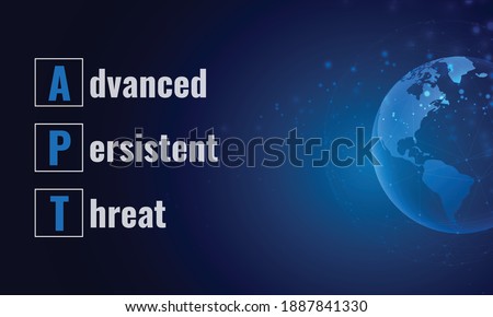 Vector illustration of acronym APT as Advanced persistent threat. Cybersecurity concept ..
