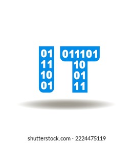 Vector illustration of IT acronym. Icon of information technology. Symbol of digital high tech.