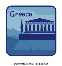 Vector illustration with acropolis of Athens in Greece