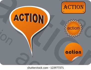 vector illustration action stickers