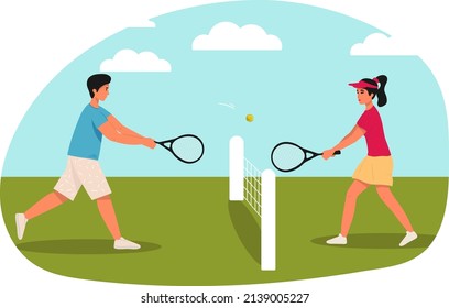 Two women playing tennis Stock Illustrations, Images & Vectors ...