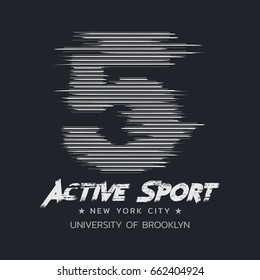 Vector illustration for an active sport in New York City, Brooklyn. Grunge background.  Number sport typography, t-shirt graphics, slogan, print, poster, banner, flyer, postcard