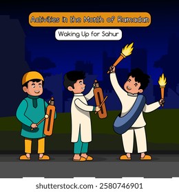 Vector Illustration of Activities in the Month of Ramadan