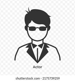 Ilustración vectorial del icono Actor en color oscuro y fondo transparente (png).
