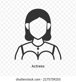 Vector Illustration Of Actress Icon In Dark Color And Transparent Background(png).