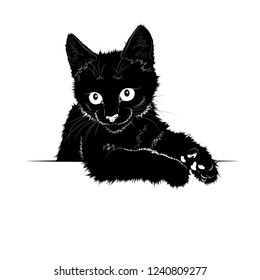 Vector illustration. Ad space. Black silhouette of cat.EPS 8