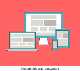 Vector illustration of adaptive web design on different electronic devices