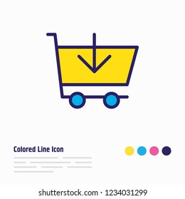 Vector illustration of add to cart icon colored line. Beautiful wholesale element also can be used as buy icon element.