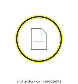 Vector Illustration Of Add Data Outline. Beautiful Network Element Also Can Be Used As Document Adding Element.