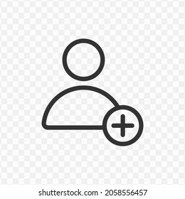 Vector illustration of add people icon in dark color and transparent background(png).