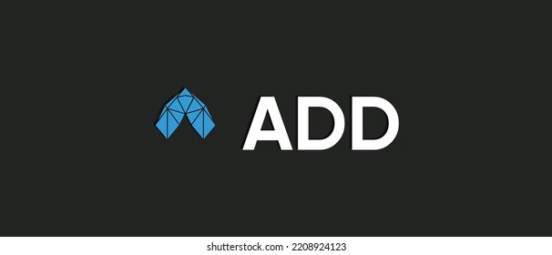 Ilustración vectorial del logotipo de token de Add.xyz ADD y texto de nombre de marca aislado en fondo blanco.