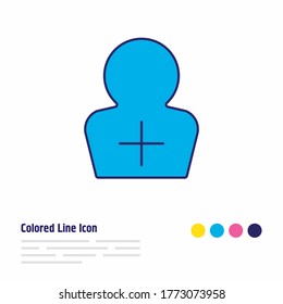 Vector illustration of add user icon colored line. Beautiful user element also can be used as register account icon element.