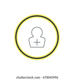 Vector Illustration Of Add User Outline. Beautiful UI Element Also Can Be Used As Register Account Element.