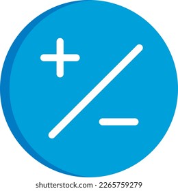 Vector illustration of addition and subtraction mathematical symbol. Calculations and mathematical operations. Algebra, science and education. Calculation icon. Calculator. Positive and negative.