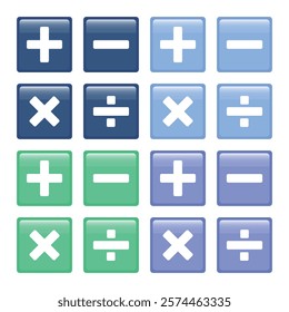 Vector illustration of addition, subtraction, multiplication and division mathematical symbols on white background. For educational books.