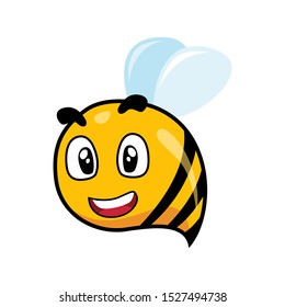vector illustration of addorable bee with smiling face