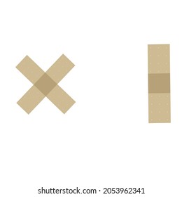 A vector illustration of adhesive plaster strips with perforation isolated on white background. Designed in beige color for medical concepts