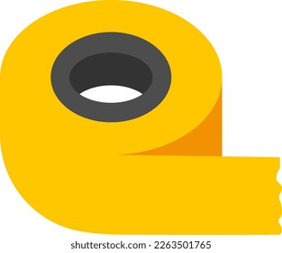 Vector illustration of adhesive tape icon, on transparent background. Yellow insulating tape. Roll of rubber tape.