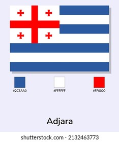 Vector Illustration of Adjara flag isolated on light blue background. Illustration Adjara flag with Color Codes. As close as possible to the original. ready to use, easy to edit. vector eps10.
