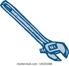 Vector illustration of Adjustable Crescent Wrench