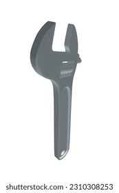 Vector illustration of adjustable wrench. Repair tools icon isolated on white background. Vector illustration. 3D..