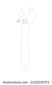 Vector illustration of adjustable wrench. Repair tools icon isolated on white background. Vector illustration..