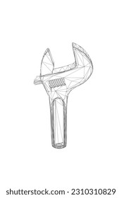 Vector illustration of adjustable wrench. Repair tools icon isolated on white background. Vector illustration..