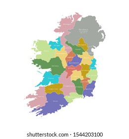 Vector illustration of administrative division map of Ireland. Vector map.
