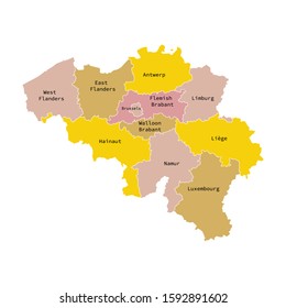 Vector illustration of administrative division map of Belgium. Vector map.
