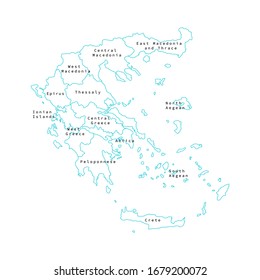 Vector illustration of administrative division map of Greece. Vector map.