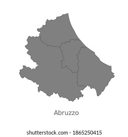 Vector illustration: administrative map of  Abruzzo with the borders of the provinces. Names of cities, regions and communes of Abruzzo