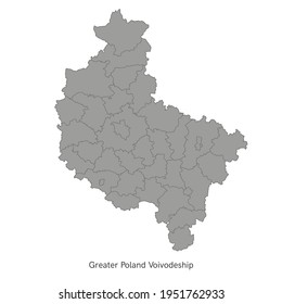 vector illustration: administrative map of Poland. Greater Poland Voivodeship Map