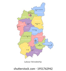 vector illustration: administrative map of Poland. Lubusz Voivodeship map