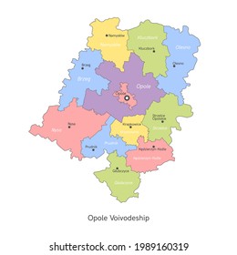 vector illustration: administrative map of Poland. Opole Voivodeship map