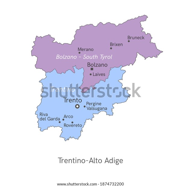 Vector Illustration Administrative Map Trentinoalto Adige Stock Vector ...