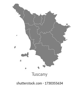 Vector illustration: administrative map of Tuscany with the borders of the provinces.
