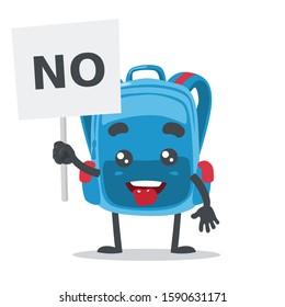 vector illustration of adorable bagschool mascot, holding sign