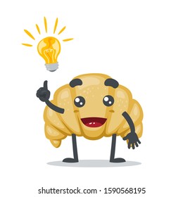 vector illustration of adorable croissant mascot, got idea
