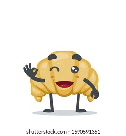 vector illustration of adorable croissant mascot