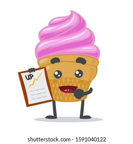 vector illustration of adorable Ice cream mascot, presentation with clipboard