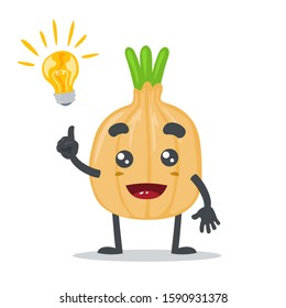 vector illustration of adorable onion mascot, got idea