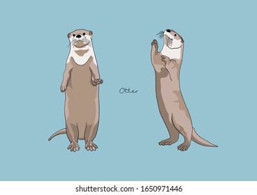 Vector Illustration of adorable Otter