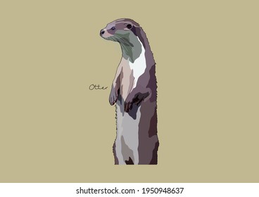 Vector Illustration of adorable Otter	