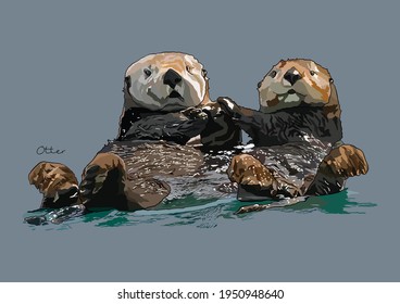 Vector Illustration of adorable Otter	